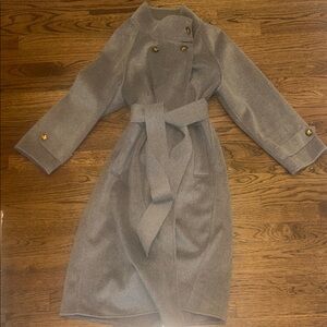 Chic Gray Long Sleeve Women's Dress Coat